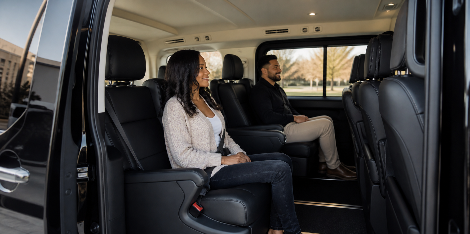 Passengers inside the van